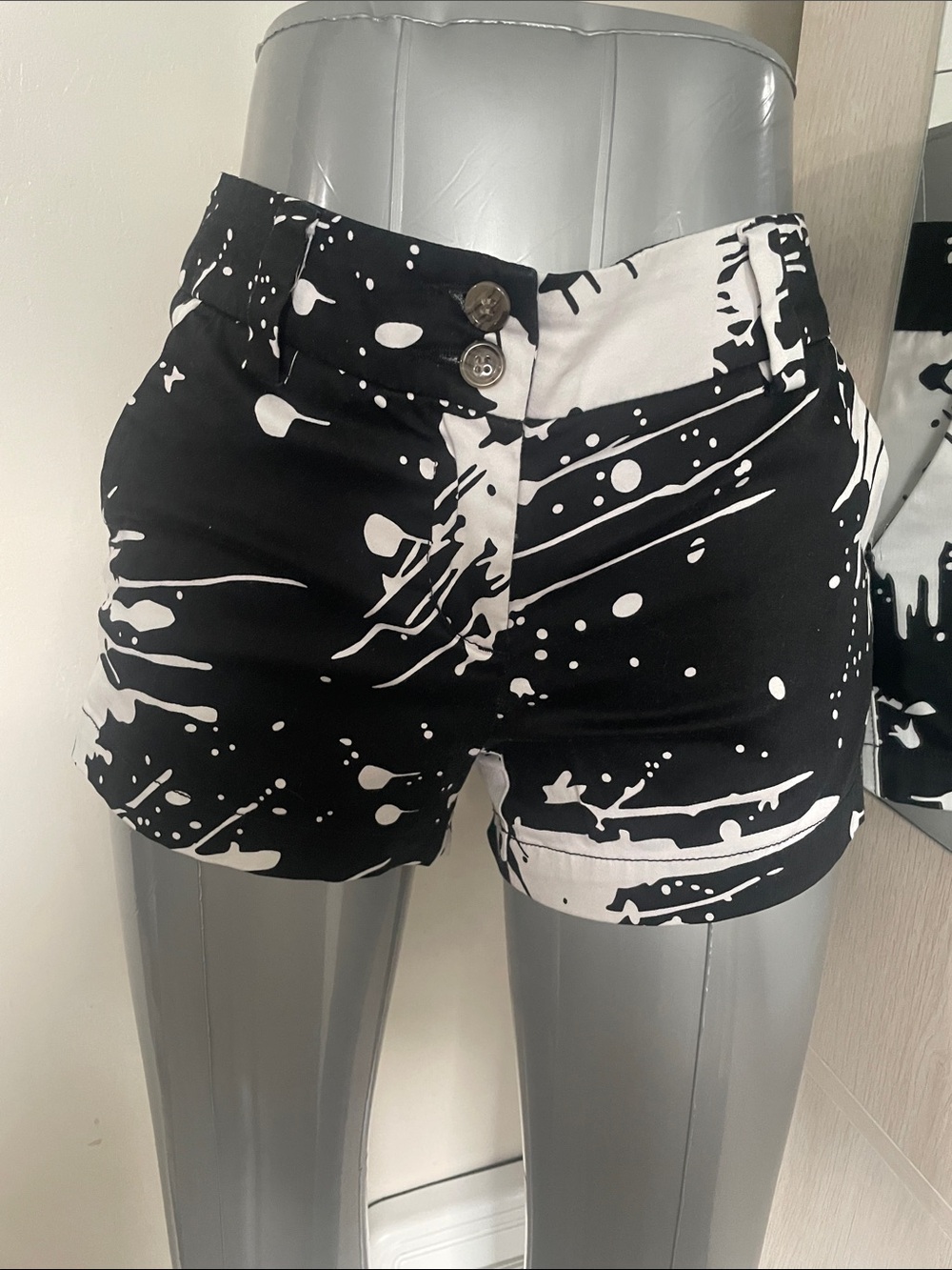 Loudmouth Black and White Splash Print  Shorts